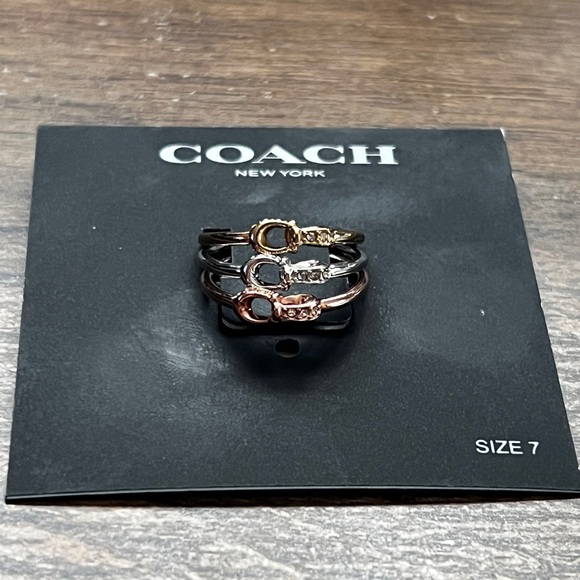 NEW‼️ COACH Signature interlock Pave Stackable 3 Ring Set - Picture 5 of 16